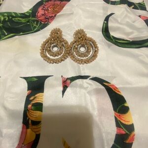 Elegant Tan Beaded Earrings